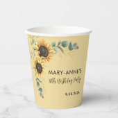 Gobelets En Papier 80e fête d'anniversaire tournesol floral (Recto)