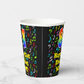 Gobelets En Papier 81e anniversaire : Fun Music Notes Motif, Rainbow  (Droite)
