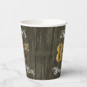 Gobelets En Papier 81e fête d'anniversaire — Faux Gold & Faux Wood Lo (Gauche)
