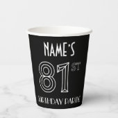 Gobelets En Papier 81e fête d'anniversaire : Style Art Déco + Nom per (Verso)