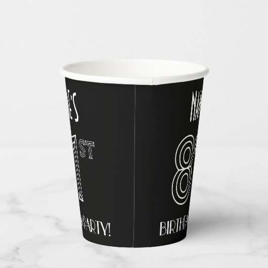 Gobelets En Papier 81e fête d'anniversaire : Style Art Déco + Nom per (Droite)