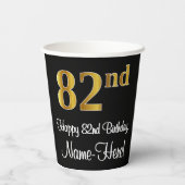 Gobelets En Papier 82e anniversaire - Elégant luxe Faux Gold Look # (Verso)