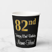 Gobelets En Papier 82e anniversaire - Elégant luxe Faux Gold Look # (Recto)