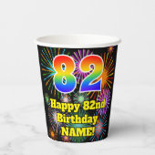 Gobelets En Papier 82e anniversaire : Fun Motif Fireworks + Rainbow 8 (Verso)