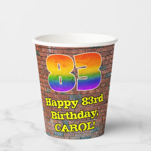 Gobelets En Papier 83e anniversaire : Arc-en-ciel amusant inspiré par