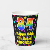 Gobelets En Papier 84e anniversaire : Fun Stars Motif et Rainbow 84 (Verso)