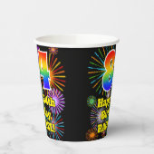 Gobelets En Papier 84ème anniversaire : Fun Fireworks Motif + Rainbow (Gauche)