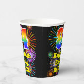 Gobelets En Papier 84ème anniversaire : Fun Fireworks Motif + Rainbow (Droite)