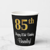 Gobelets En Papier 85e anniversaire - Elégant luxe Faux Gold Look # (Recto)