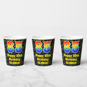 Gobelets En Papier 85e anniversaire : Fun Music Notes Motif, Arc-en-c