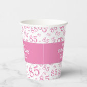 Gobelets En Papier 85e anniversaire Pink/White Random Number Motif 85 (Droite)