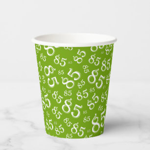 Gobelets En Papier 85e anniversaire Random Number Motif Vert/Blanc