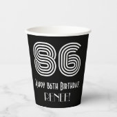 Gobelets En Papier 86e anniversaire — Art Déco Inspiré Look "86" + No (Recto)