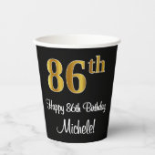 Gobelets En Papier 86e anniversaire - Elégant luxe Faux Gold Look # (Recto)