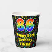 Gobelets En Papier 86e anniversaire : Fun Music Notes Motif, Arc-en-c (Recto)