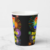 Gobelets En Papier 87ème anniversaire : Fun Fireworks Motif + Rainbow (Gauche)