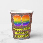 Gobelets En Papier 89e anniversaire : Arc en ciel inspiré par les gra (Verso)