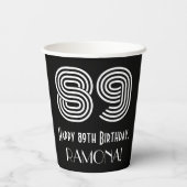 Gobelets En Papier 89e anniversaire — Art Déco Inspiré Look "89" + No (Verso)