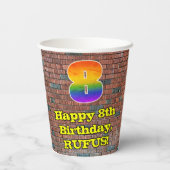 Gobelets En Papier 8e anniversaire : Arc-en-ciel amusant inspiré par  (Verso)