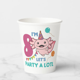 Gobelets En Papier 8e anniversaire Axolotl Huit ans douces Axolotls