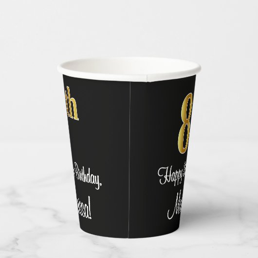 Gobelets En Papier 8e anniversaire - Elégant luxe Faux Gold Look # (Droite)