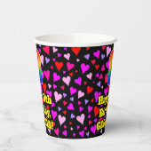 Gobelets En Papier 8th Birthday: Loving Hearts Pattern, Rainbow 8 (Gauche)