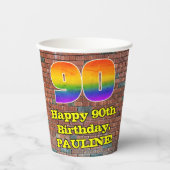 Gobelets En Papier 90e anniversaire : Arc en ciel inspiré par les gra (Recto)