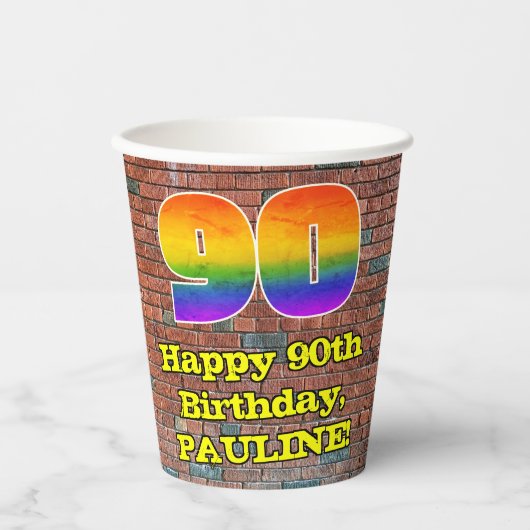 Gobelets En Papier 90e anniversaire : Arc en ciel inspiré par les gra (Recto)