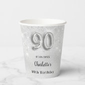 Gobelets En Papier 90e anniversaire argent parties scintillant monogr (Verso)
