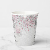 Gobelets En Papier 90e anniversaire argent rose nom de parties scinti (Gauche)