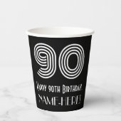 Gobelets En Papier 90e anniversaire — Art Déco Inspiré Look "90" + No (Recto)