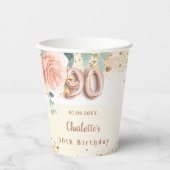 Gobelets En Papier 90e anniversaire rose or parties scintillant flora (Recto)