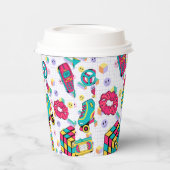 Gobelets En Papier 90s Funky Neon Glow Cassette Anniversaire (Gauche)