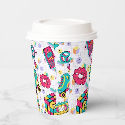 Gobelets En Papier 90s Funky Neon Glow Cassette Anniversaire (Gauche)