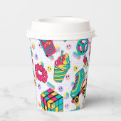 Gobelets En Papier 90s Funky Neon Glow Cassette Anniversaire (Verso)