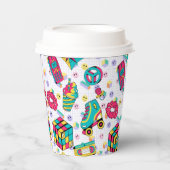 Gobelets En Papier 90s Funky Neon Glow Cassette Anniversaire (Recto)