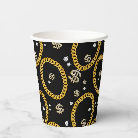 Gobelets En Papier 90's Hip Hop Rap Music Gold Cuban Link Chain (Verso)