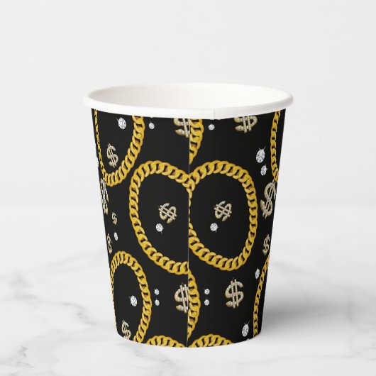 Gobelets En Papier 90's Hip Hop Rap Music Gold Cuban Link Chain (Droite)