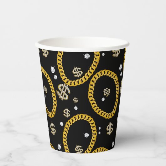 Gobelets En Papier 90's Hip Hop Rap Music Gold Cuban Link Chain (Recto)