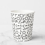 Gobelets En Papier 90's Noir & Blanc Retro Shapes Motif (Droite)