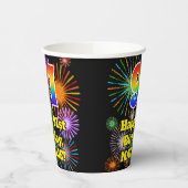 Gobelets En Papier 91e anniversaire : Fun Motif Fireworks + Rainbow 9 (Gauche)