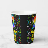 Gobelets En Papier 91e anniversaire : Fun Music Notes Motif, Rainbow (Gauche)
