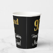Gobelets En Papier 92e anniversaire - Elégant luxe Faux Gold Look # (Droite)