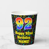 Gobelets En Papier 92e anniversaire : Fun Music Notes Motif, Rainbow  (Recto)