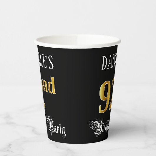 Gobelets En Papier 92e fête d'anniversaire — Script fantaisie, Faux G (Gauche)