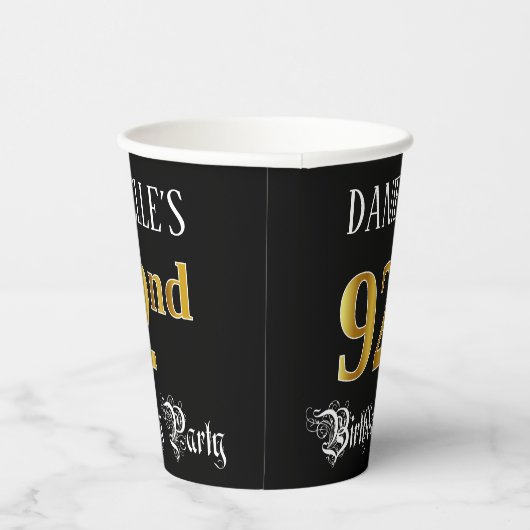 Gobelets En Papier 92e fête d'anniversaire — Script fantaisie, Faux G (Droite)