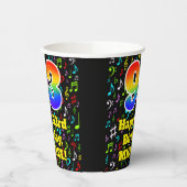Gobelets En Papier 93e anniversaire : Fun Music Notes Motif, Rainbow (Gauche)