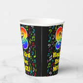 Gobelets En Papier 93e anniversaire : Fun Music Notes Motif, Rainbow (Droite)