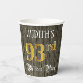 Gobelets En Papier 93e fête d'anniversaire — Faux Gold & Faux Wood Lo (Recto)