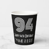 Gobelets En Papier 94e anniversaire — Art Déco Inspiré Look "94" + No (Recto)